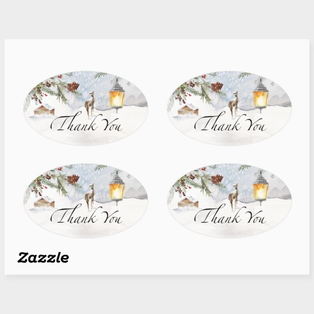 Baby it's cold outside evergreen thank you  oval sticker (Sheet)
