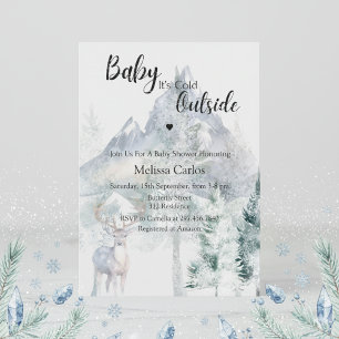 Baby Its Cold Outside Evergreen Winter Baby Shower Invitation