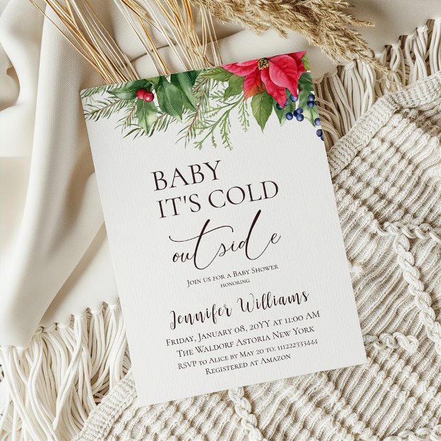 Baby Its Cold Outside Evergreen Winter Baby Shower Invitation (Creator Uploaded)