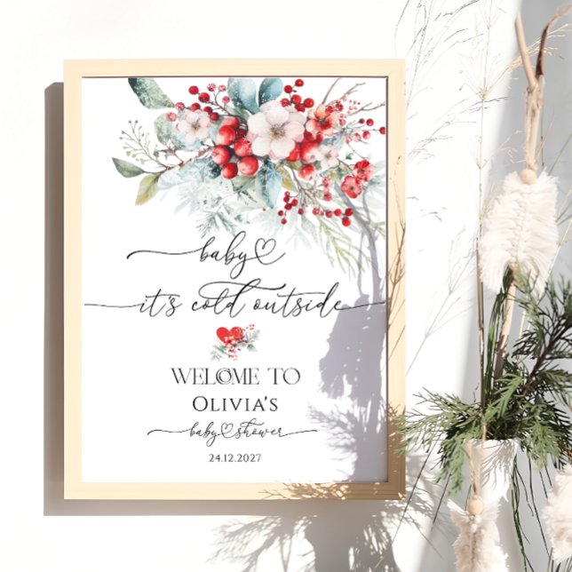 Baby it's Cold Outside Floral Baby Shower Welcome Poster (Creator Uploaded)