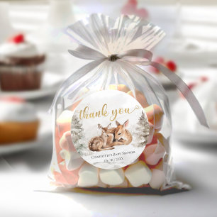 Baby it's cold outside Forest Deer Baby Shower  Classic Round Sticker