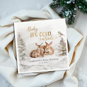 Baby it's cold outside Forest Deer Baby Shower Napkin