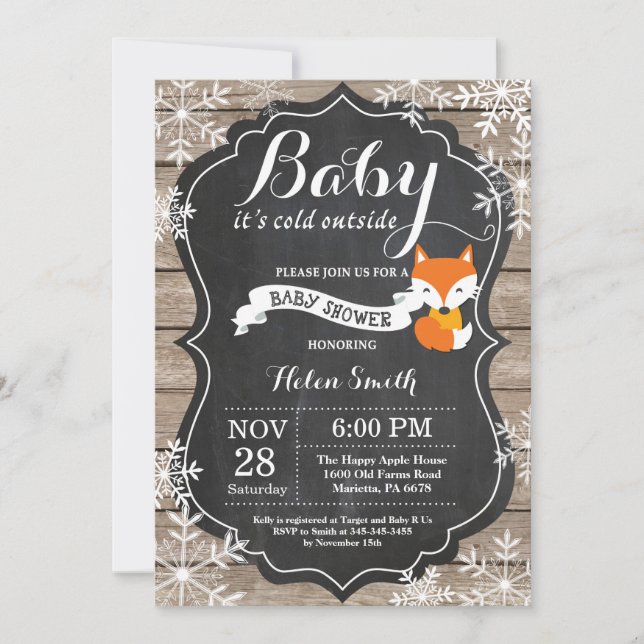 Baby its Cold Outside Fox Baby Shower Invitation (Front)