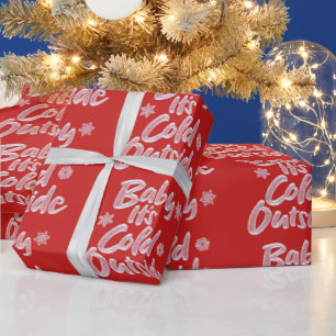 Baby It's Cold Outside Frozen Type Christmas Red Wrapping Paper