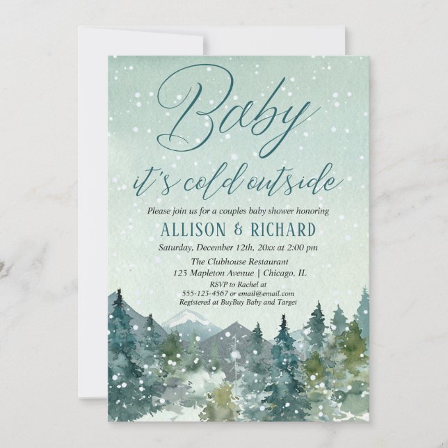 Baby it's cold outside gender neutral couples invitation (Front)
