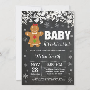 Baby its Cold Outside Gingerbread Man Baby Shower Invitation