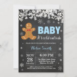 Baby its Cold Outside Gingerbread Man Baby Shower Invitation<br><div class="desc">Baby its Cold Outside Winter Snowflake Gingerbread Man Boy Baby Shower Invitation. White Snowflake. Boy or Girl Baby Shower Invitation. Winter Holiday Baby Shower Invite. Chalkboard Background. Black and White. For further customisation,  please click the "Customise it" button and use our design tool to modify this template.</div>