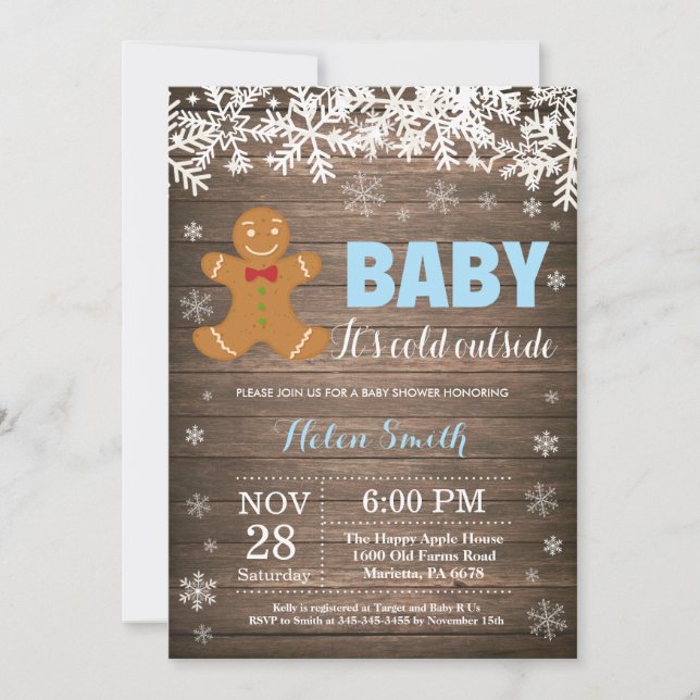 Baby its Cold Outside Gingerbread Man Baby Shower Invitation (Front)