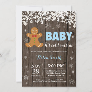 Baby its Cold Outside Gingerbread Man Baby Shower Invitation