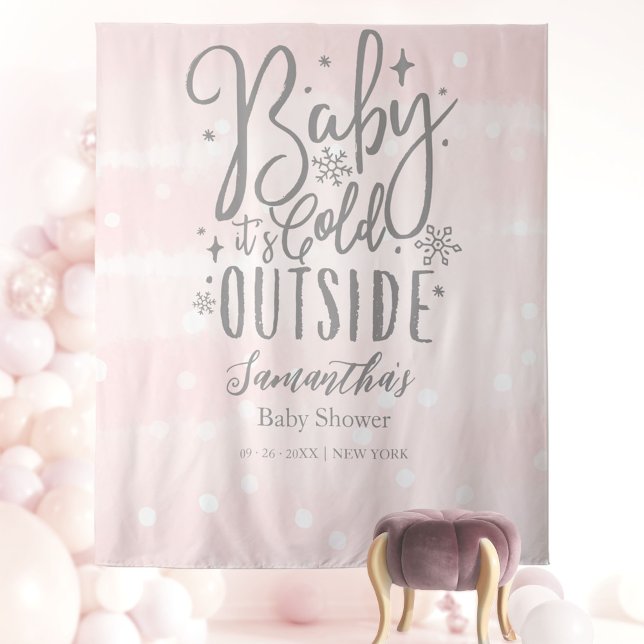 Baby It's Cold Outside Girl Baby Shower Backdrop Tapestry (Creator Uploaded)