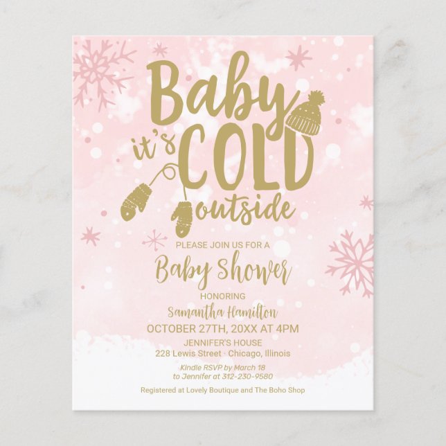 Baby It's Cold Outside Girl Baby Shower Invitation (Front)