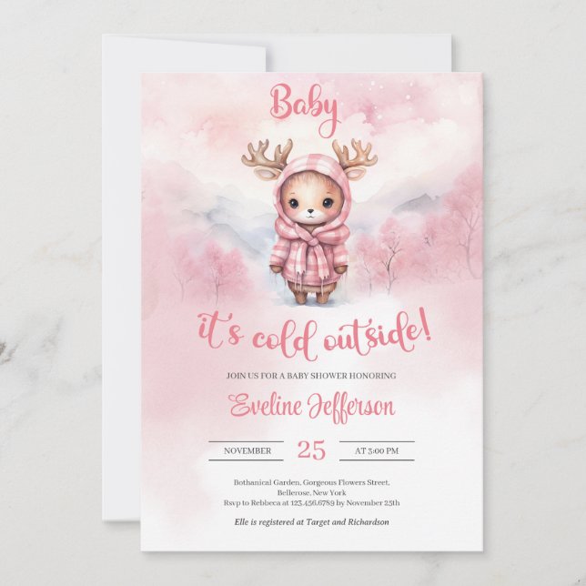 Baby it's cold outside girl Baby Shower invite (Front)