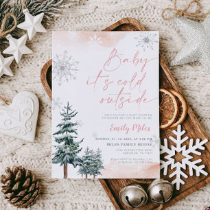 Baby it's Cold Outside, Girl Baby shower winter  Invitation
