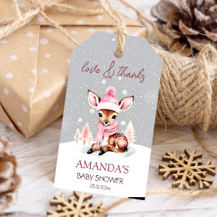 Baby it's cold outside girl deer baby shower favou gift tags