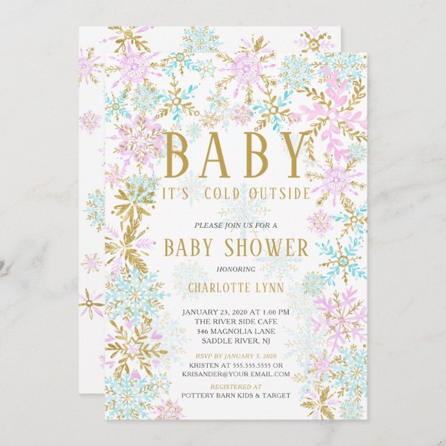 Baby It's Cold Outside Girl or Boy Baby Shower Invitation (Front/Back)