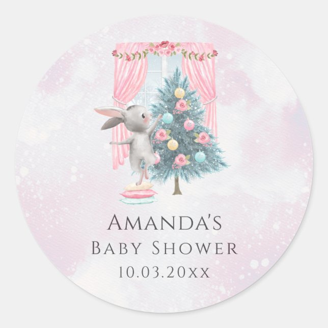 Baby It's Cold Outside Girl Winter Baby Shower  Classic Round Sticker (Front)