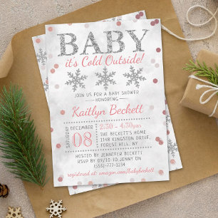 Baby It's Cold Outside Girls Winter Baby Shower Invitation