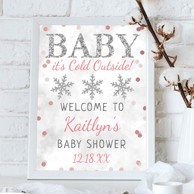 Baby It's Cold Outside Girls Winter Baby Shower Poster (Creator Uploaded)