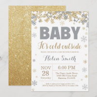 Baby its Cold Outside Gold and Grey Baby Shower