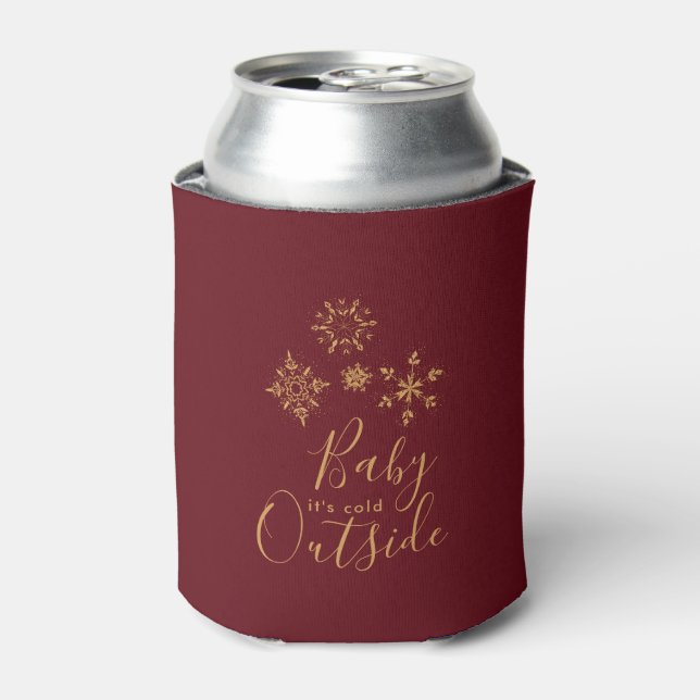 Baby it's Cold Outside Golden Snowflakes Can Cooler (Can Front)