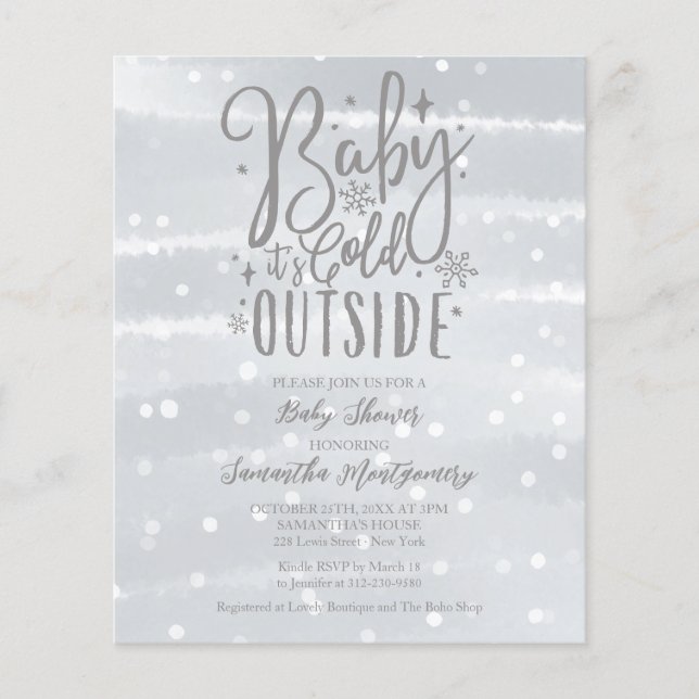 Baby It's Cold Outside Grey Baby Shower Invitation (Front)