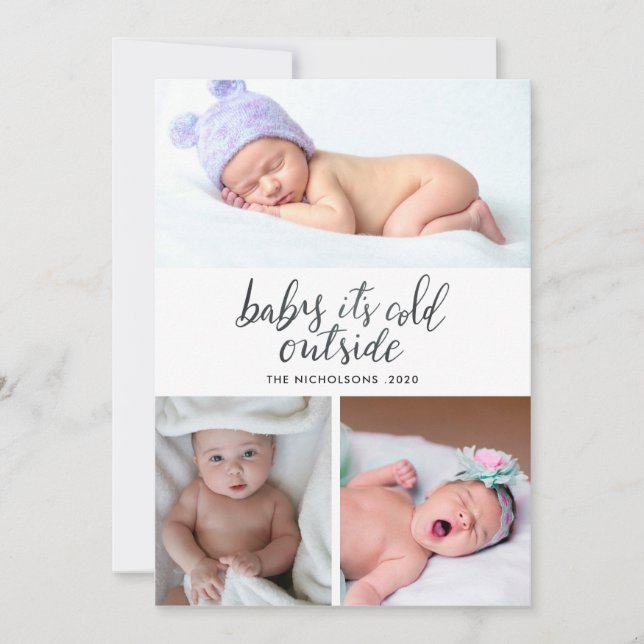 Baby Its Cold Outside Handwritten Holiday Photo Card (Front)