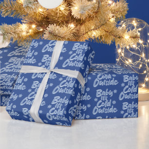 Baby It's Cold Outside Icy Blue Frozen Christmas Wrapping Paper