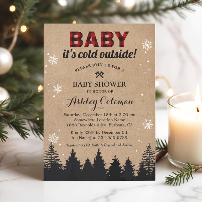 Baby Its Cold Outside Lumberjack Plaid Baby Shower Invitation (Creator Uploaded)