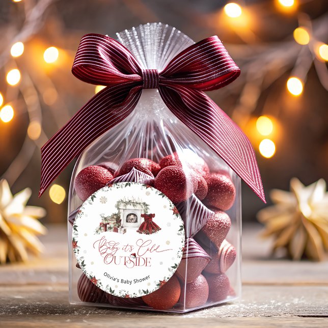 Baby it's Cold Outside Modern Baby Shower Classic Round Sticker (Creator Uploaded)