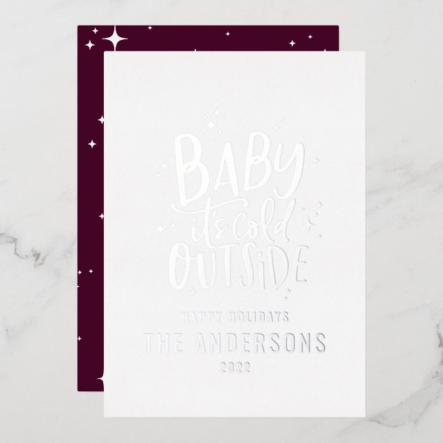 Baby its cold outside modern minimal Christmas (Front/Back)