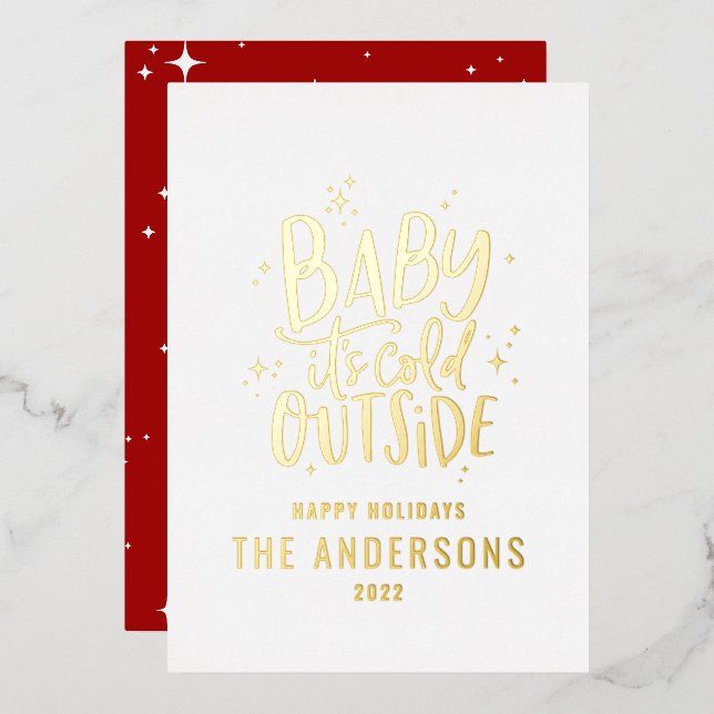 Baby its cold outside modern minimal Christmas red (Front/Back)
