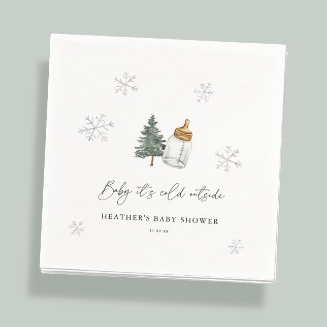 Baby It's Cold Outside Mountain Winter Baby Shower Napkin (Creator Uploaded)