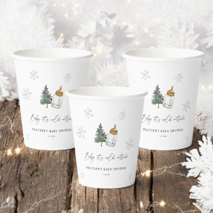Baby It's Cold Outside Mountain Winter Baby Shower Paper Cups