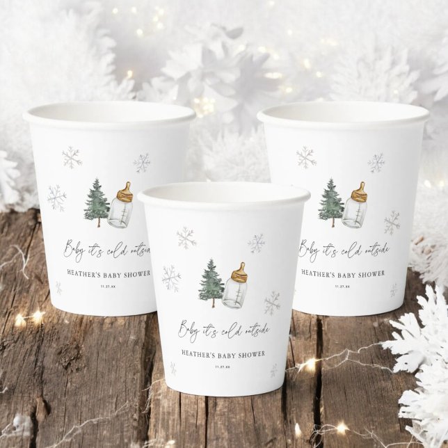 Baby It's Cold Outside Mountain Winter Baby Shower Paper Cups (Creator Uploaded)