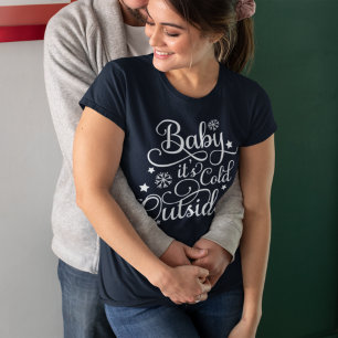 Baby Its Cold Outside Navy Blue Womens Holiday Tri-Blend Shirt