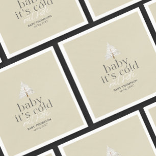 Baby It's Cold Outside Neutral Green Baby Shower Napkin