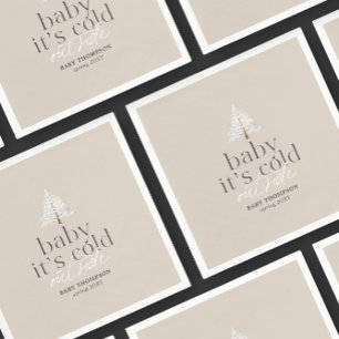 Baby It's Cold Outside Neutral Taupe Baby Shower Napkin