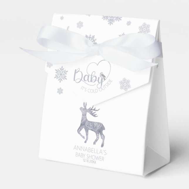 Baby it's Cold Outside Nordic Reindeer Baby Shower Favour Box (Front Side)