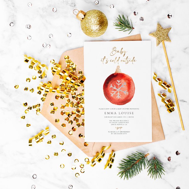 Baby It's Cold Outside Ornament Winter Baby Shower Invitation (Creator Uploaded)