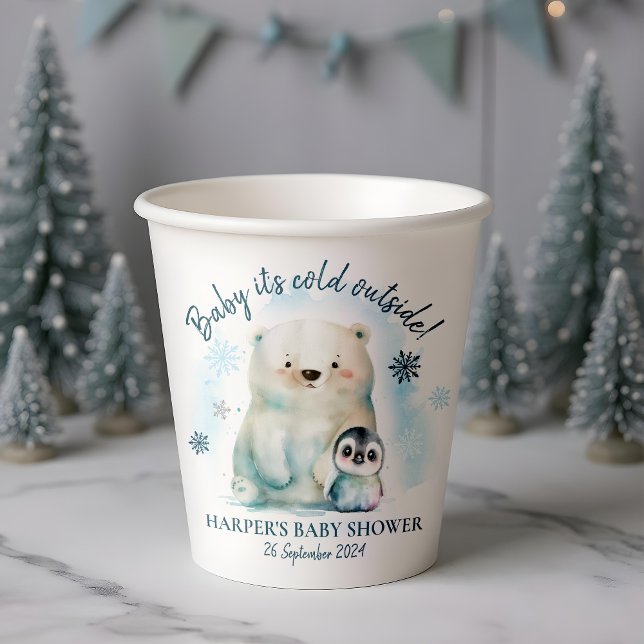 Baby It's Cold Outside Paper Cups (Get ready to turn up the coolness at your winter baby shower. )