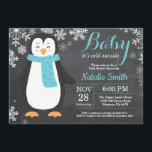 Baby its Cold Outside Penguin Aqua Baby Shower<br><div class="desc">Baby its Cold Outside Penguin Aqua Baby Shower Invitationn. Boy or Girl Baby Shower Invitation. Baby Penguin. Winter Holiday Baby Shower Invite. Aqua and White Snowflakes. Chalkboard Background. For further customisation,  please click the "Customise it" button and use our design tool to modify this template.</div>