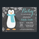 Baby its Cold Outside Penguin Aqua Baby Shower Invitation<br><div class="desc">Baby its Cold Outside Penguin Aqua Baby Shower Invitationn. Boy or Girl Baby Shower Invitation. Baby Penguin. Winter Holiday Baby Shower Invite. Aqua and White Snowflakes. Chalkboard Background. For further customisation,  please click the "Customise it" button and use our design tool to modify this template.</div>