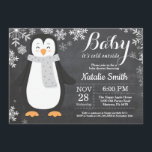 Baby its Cold Outside Penguin Baby Shower Invitation<br><div class="desc">Baby its Cold Outside Penguin Baby Shower Invitationn. Boy or Girl Baby Shower Invitation. Baby Penguin. Winter Holiday Baby Shower Invite. Grey and White Snowflakes. Chalkboard Background. For further customisation,  please click the "Customise it" button and use our design tool to modify this template.</div>