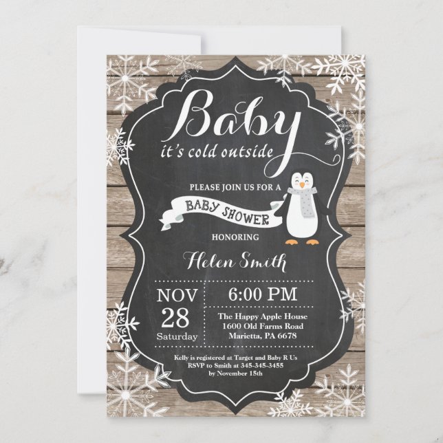 Baby its Cold Outside Penguin Baby Shower Invitation (Front)