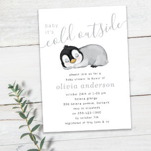 Baby It's Cold Outside Penguin Baby Shower Invitation