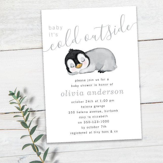 Baby It's Cold Outside Penguin Baby Shower Invitation (Creator Uploaded)