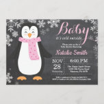 Baby its Cold Outside Penguin Girl Baby Shower Invitation<br><div class="desc">Baby its Cold Outside Penguin Girl Baby Shower Invitationn. Girl Baby Shower Invitation. Baby Penguin. Winter Holiday Baby Shower Invite. Pink and White Snowflakes. Chalkboard Background. For further customisation,  please click the "Customise it" button and use our design tool to modify this template.</div>