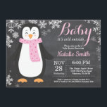 Baby its Cold Outside Penguin Girl Baby Shower Invitation<br><div class="desc">Baby its Cold Outside Penguin Girl Baby Shower Invitationn. Girl Baby Shower Invitation. Baby Penguin. Winter Holiday Baby Shower Invite. Pink and White Snowflakes. Chalkboard Background. For further customisation,  please click the "Customise it" button and use our design tool to modify this template.</div>