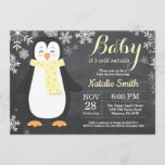Baby its Cold Outside Penguin Yellow Baby Shower Invitation<br><div class="desc">Baby its Cold Outside Penguin Aqua Baby Shower Invitationn. Boy or Girl Baby Shower Invitation. Baby Penguin. Winter Holiday Baby Shower Invite. Yellow and White Snowflakes. Chalkboard Background. For further customisation,  please click the "Customise it" button and use our design tool to modify this template.</div>