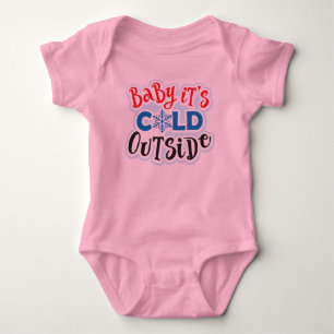 Baby It's Cold Outside Pink Baby Bodysuit